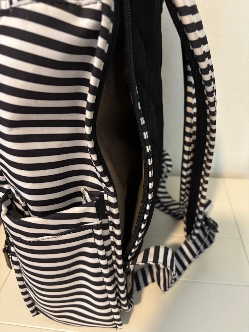 Ju-Ju-Be Black & White Striped Diaper Backpack